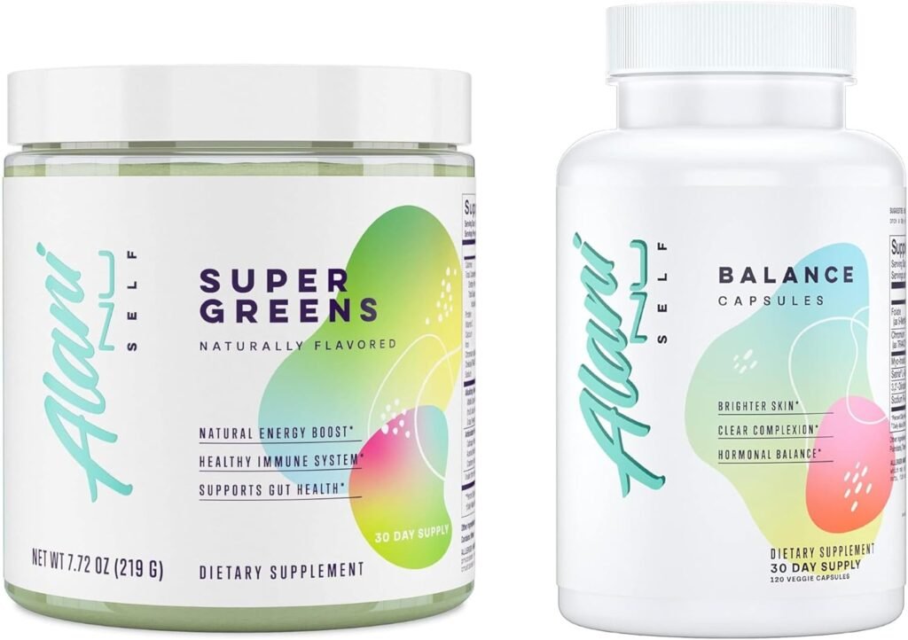 Alani Nu Super Greens and Balance Supplement Bundle | Gluten Free | Vegan | 30 Day Supply