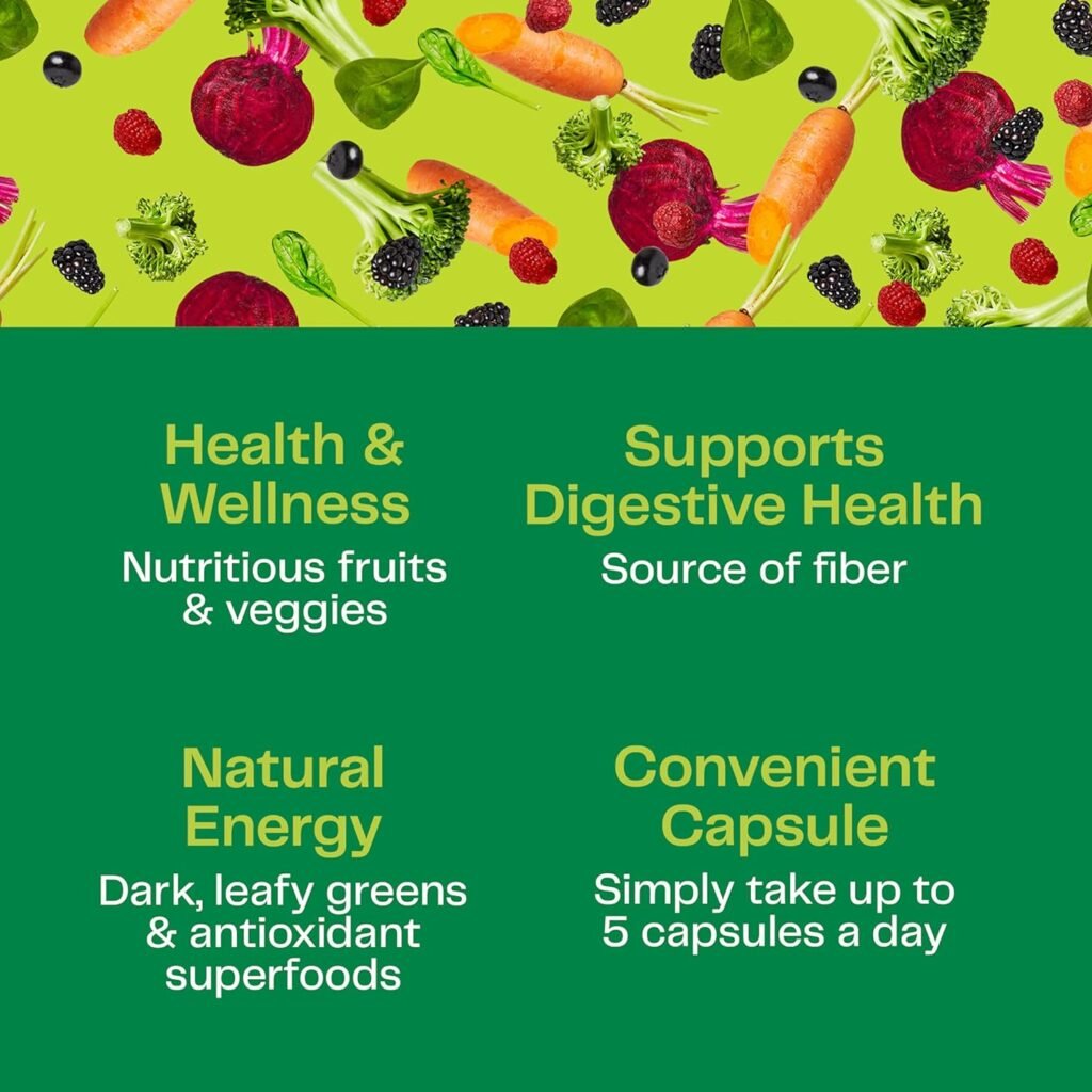 Amazing Grass Greens Blend Superfood Capsules: Super Greens with Organic Spirulina, Chlorella, Beet Root Powder, Digestive Enzymes  Probiotics, 150 Capsules (Packaging May Vary)