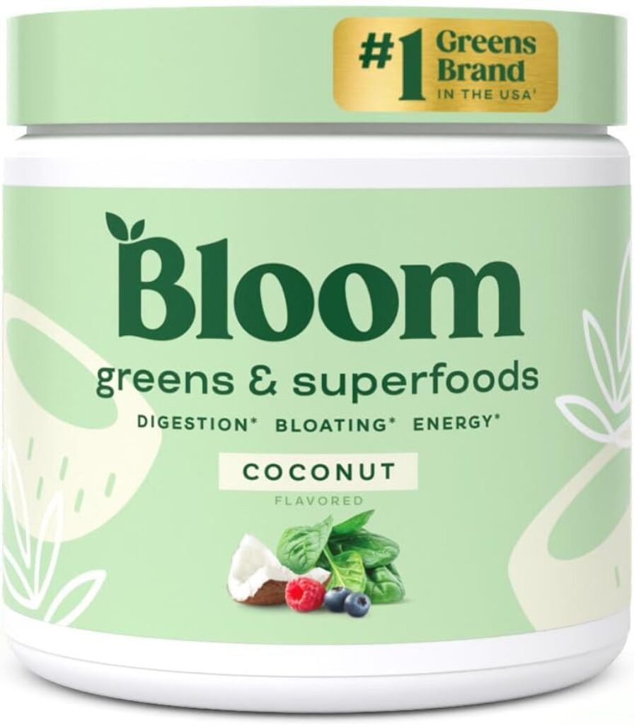 Bloom Nutrition Super Greens Powder Smoothie  Juice Mix - Probiotics for Digestive Health  Bloating Relief for Women, Digestive Enzymes with Superfoods Spirulina  Chlorella for Gut Health (Mango)