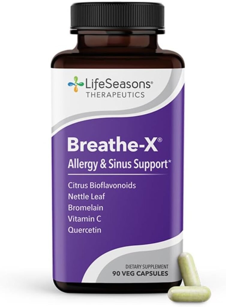 Breathe-X - Allergy  Sinus Relief Supplement - Supports Sinuses  Nasal Discomfort - Immune System Booster - Quercetin, Bromelain, Citrus Bioflavonoids, Nettle Leaf  Vitamin C - 90 Capsules