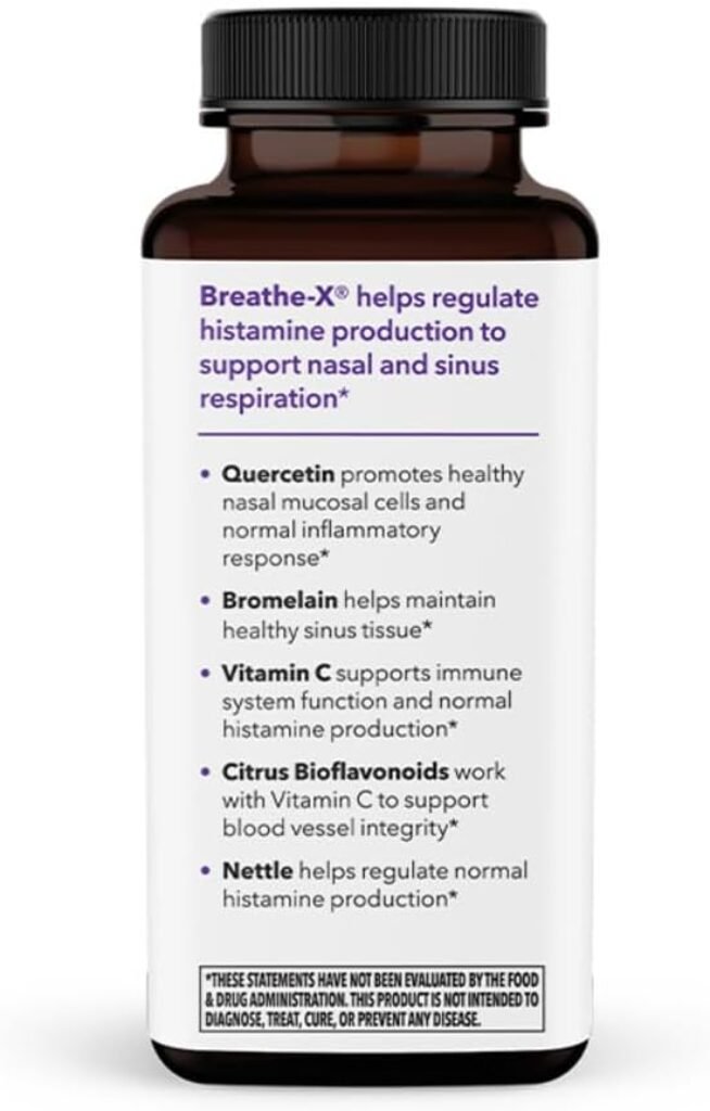 Breathe-X - Allergy  Sinus Relief Supplement - Supports Sinuses  Nasal Discomfort - Immune System Booster - Quercetin, Bromelain, Citrus Bioflavonoids, Nettle Leaf  Vitamin C - 90 Capsules