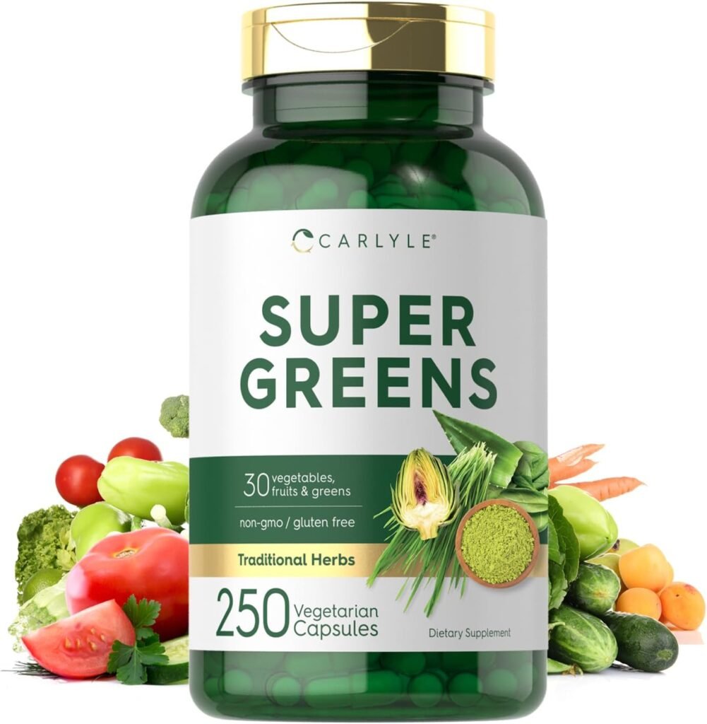 Carlyle Super Greens Capsules | 250 Count | Non-GMO  Gluten Free Supplement