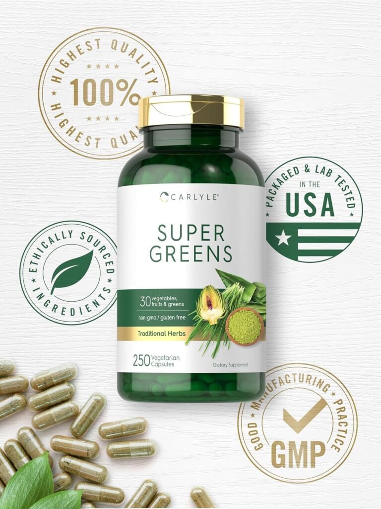 Carlyle Super Greens Capsules | 250 Count | Non-GMO  Gluten Free Supplement