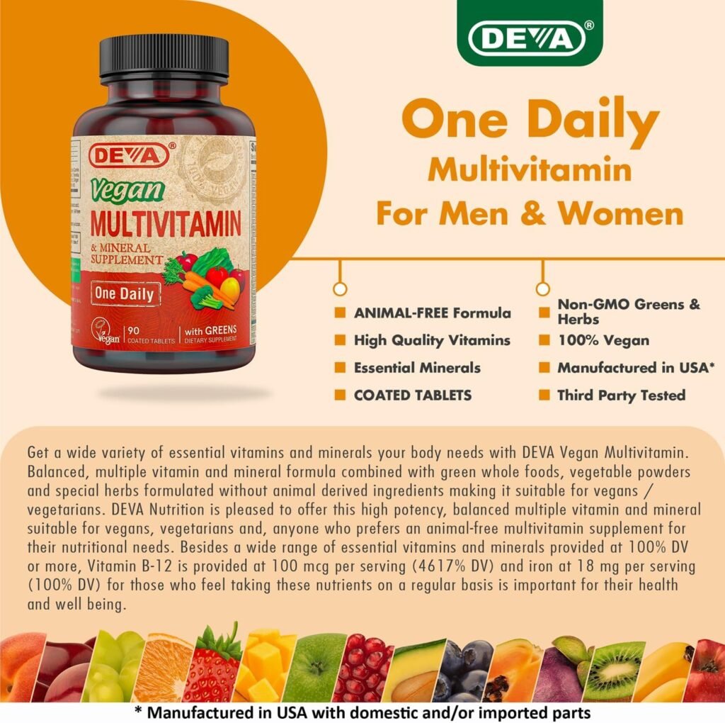 Deva Vegan Multivitamin  Mineral Supplement - Vegan Formula with Green Whole Foods, Veggies, and Herbs - High Potency - Manufactured in USA and 100% Vegan - 90 Count (Pack of 2)