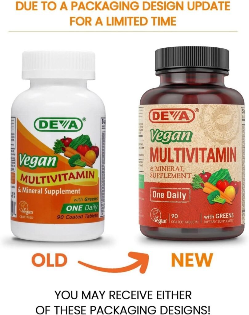 Deva Vegan Multivitamin  Mineral Supplement - Vegan Formula with Green Whole Foods, Veggies, and Herbs - High Potency - Manufactured in USA and 100% Vegan - 90 Count (Pack of 2)