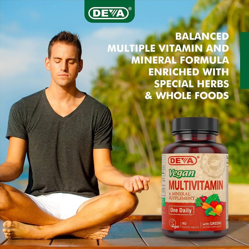 Deva Vegan Multivitamin  Mineral Supplement - Vegan Formula with Green Whole Foods, Veggies, and Herbs - High Potency - Manufactured in USA and 100% Vegan - 90 Count (Pack of 2)