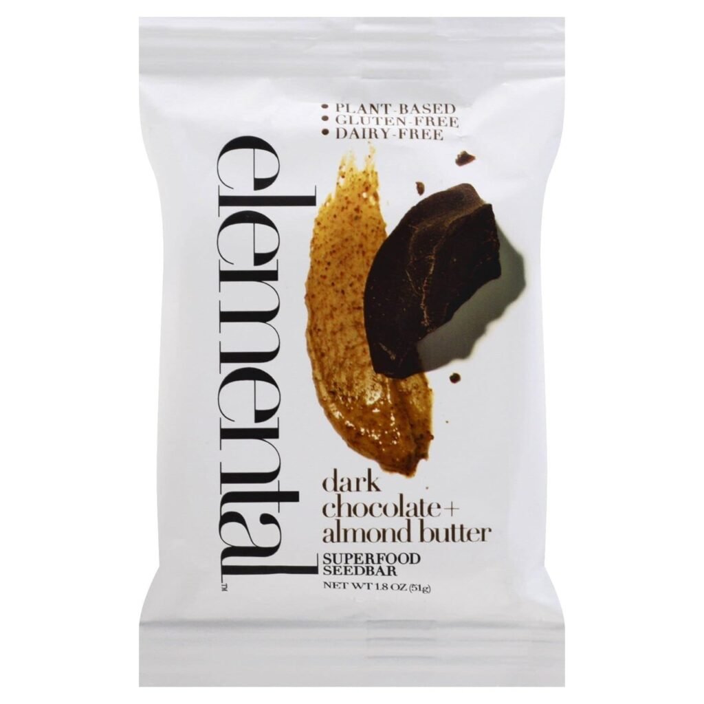 Elemental Superfood Organic Dark Chocolate  Almond Butter Superfood Seedbar, 1.8 OZ