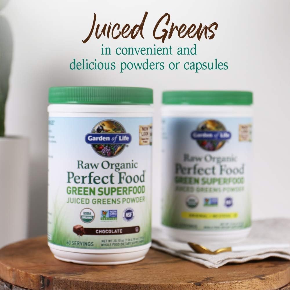 Garden of Life Raw Organic Perfect Food Green Superfood Juiced Greens Powder - Original Stevia-Free, 30 Servings, Non-GMO, Gluten Free Whole Food Dietary Supplement, Alkalize, Detoxify, Energize