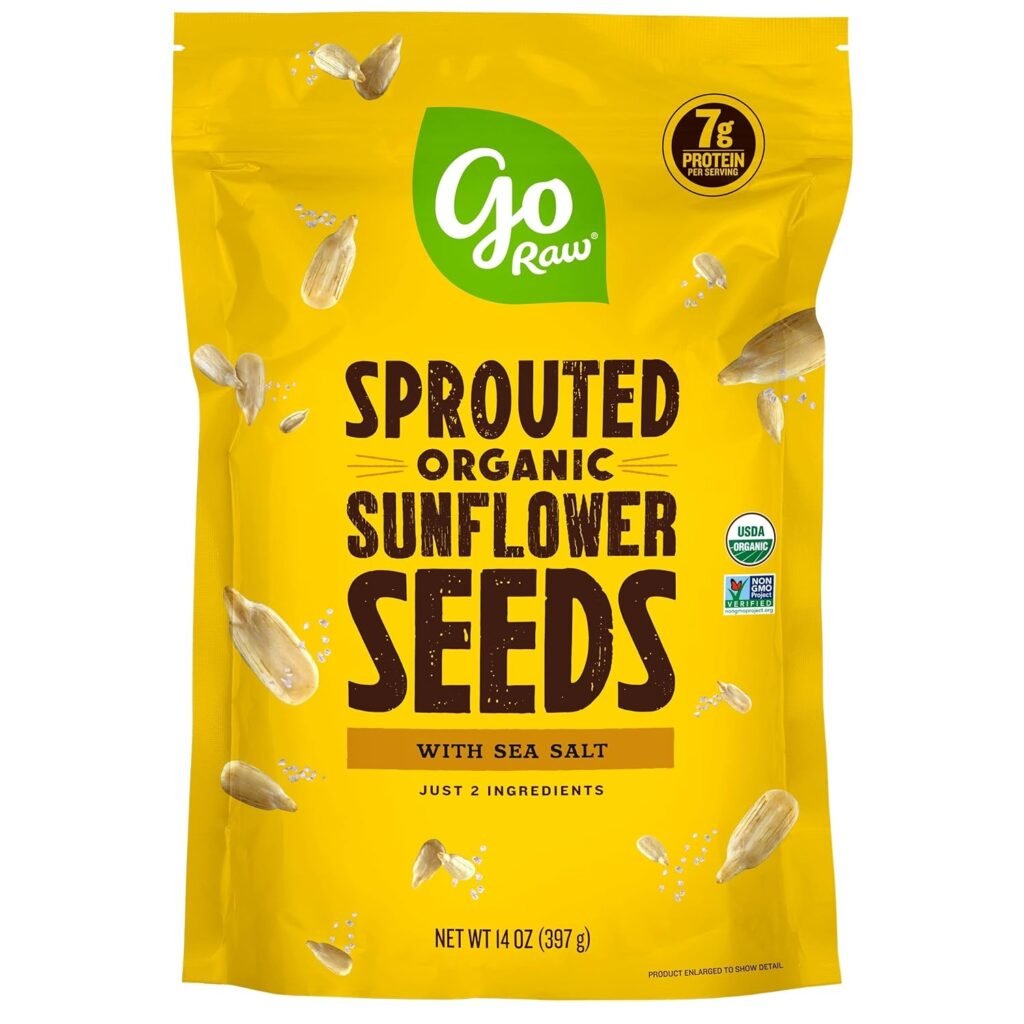 go Raw with Sea Salt Sprouted Organic Bag Keto Vegan Gluten Free Snacks Superfood, Sunflower Seeds, 14 Oz