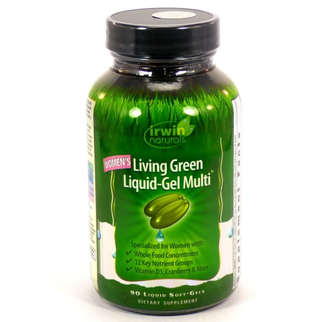 Irwin Naturals Womens Living Green Liquid-Gel Multi Vitamin - 70 Essential Nutrients, Vitamins, Wholefood Blend - Targeted Support - 120 Liquid Softgels : Health  Household