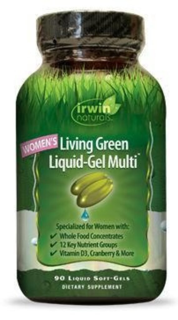 Irwin Naturals Womens Living Green Liquid-Gel Multi Vitamin - 70 Essential Nutrients, Vitamins, Wholefood Blend - Targeted Support - 120 Liquid Softgels : Health  Household