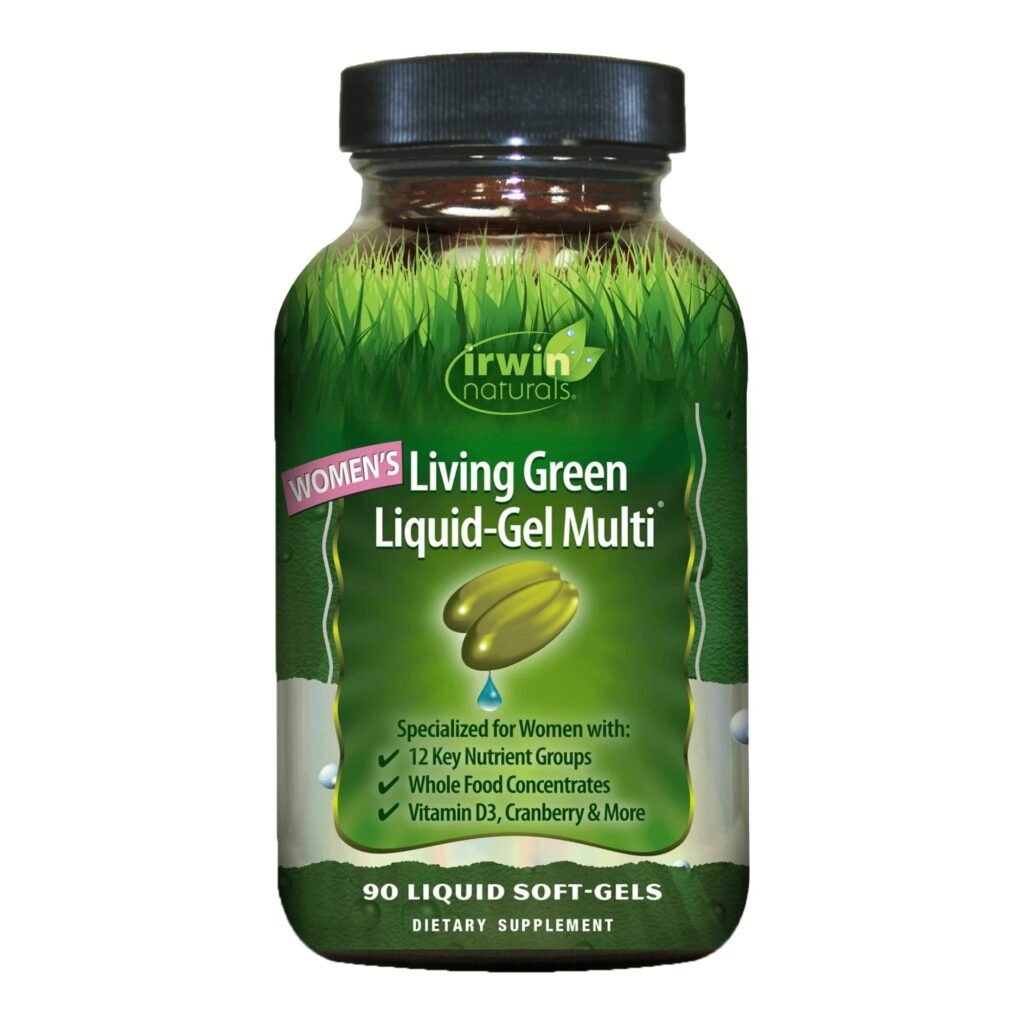 Irwin Naturals Womens Living Green Liquid-Gel Multi Vitamin - 70 Essential Nutrients, Vitamins, Wholefood Blend - Targeted Support - 120 Liquid Softgels : Health  Household