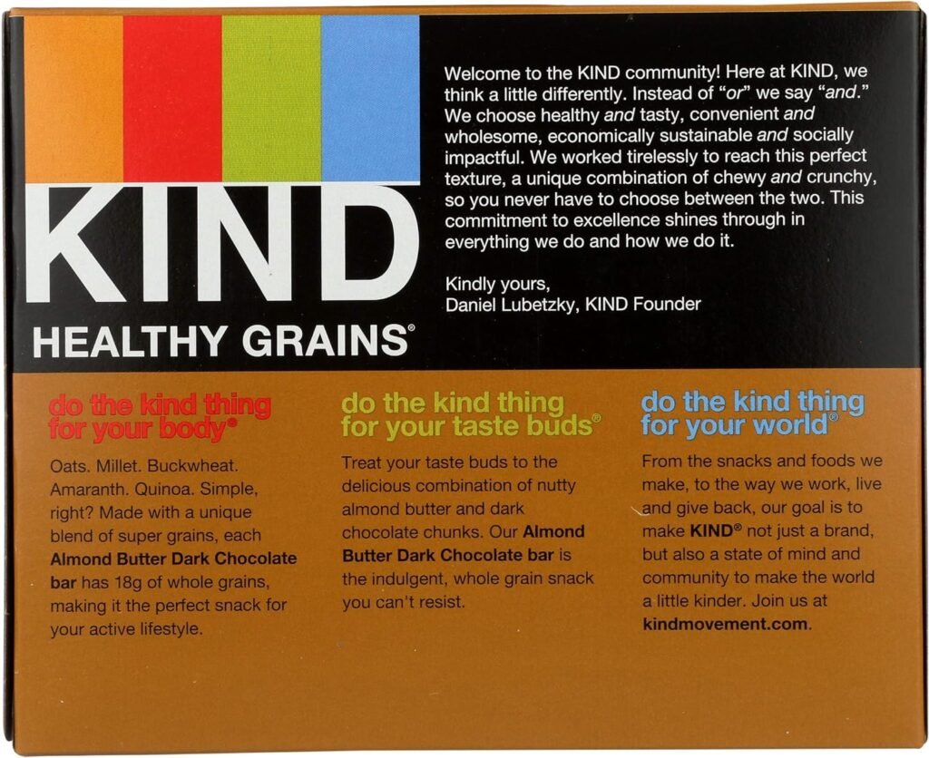 KIND Healthy Grains Bars, Dark Chocolate Chunk, Healthy Snacks, Gluten Free, 5 Count