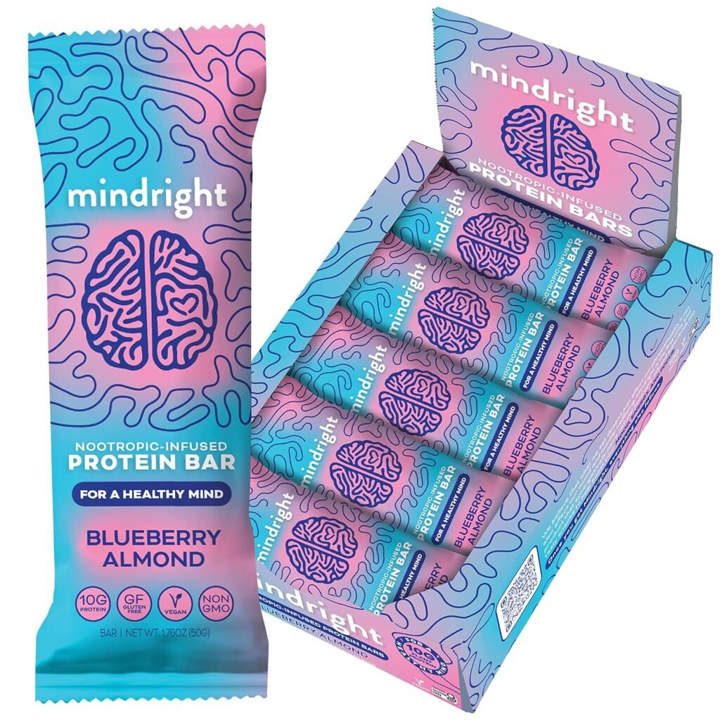 MINDRIGHT Superfood Vegan Protein Bars | Gluten Free Non-Gmo Low Sugar | All Natural Brain Food Healthy Snack To Help Enhance Mood, Energy  Focus (Toasted Coconut,12 Pack)