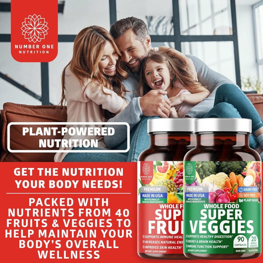 N1N Premium Super Fruits  Veggies Supplement, 180 Caps, Whole Food  Natural Superfood for Women, Men  Kids - Packed with Aloe Vera, Vitamins  Minerals, Better Than Multivitamins, 100% Vegan