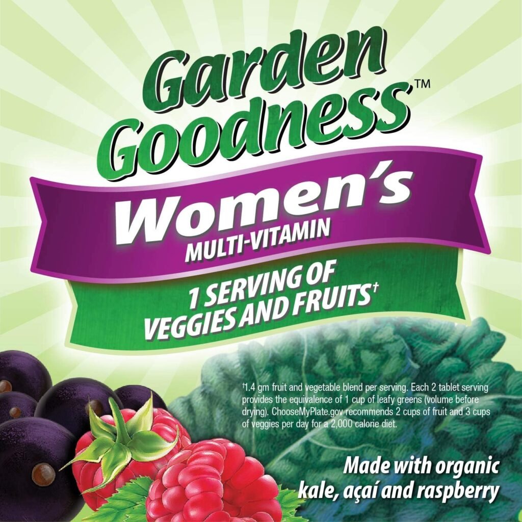 Natures Way Alive! Garden Goodness Mens Multivitamin, One Serving of Veggies and Fruits**, High Potency B-Vitamins, 60 Tablets