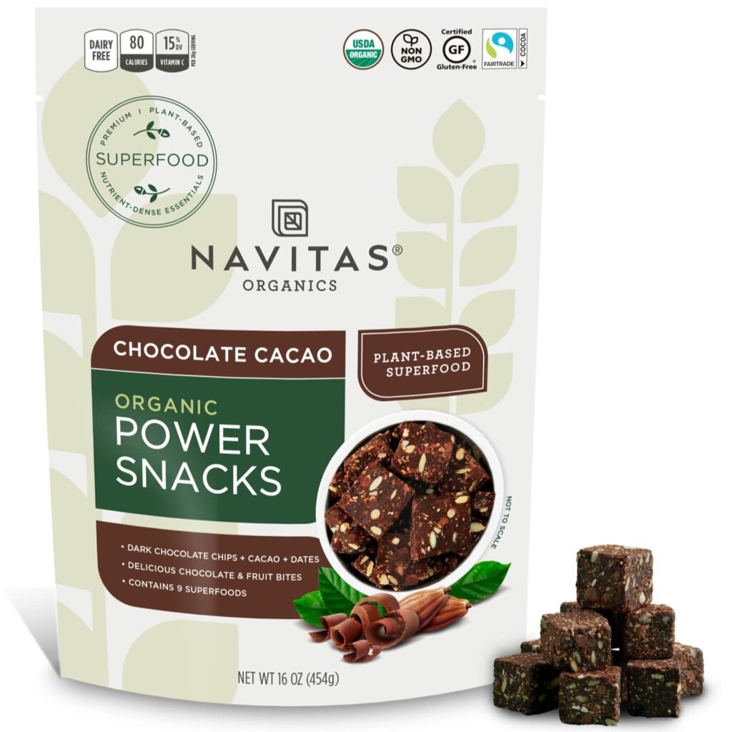 Navitas Organics Superfood Power Snacks, Cacao Goji, 16 oz. Bag, 23 Servings - Organic, Non-GMO, Gluten-Free