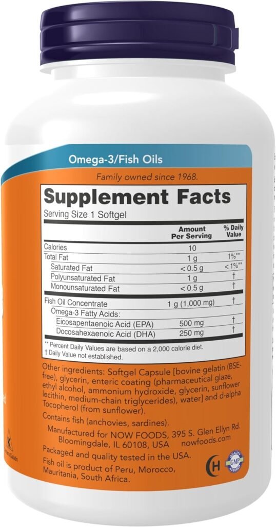 NOW Supplements, Ultra Omega-3 Molecularly Distilled and Enteric Coated, 180 Softgels