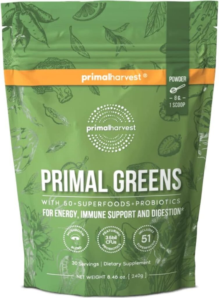 Primal Harvest Greens Powder  Probiotics Supplements for Men, Bundle