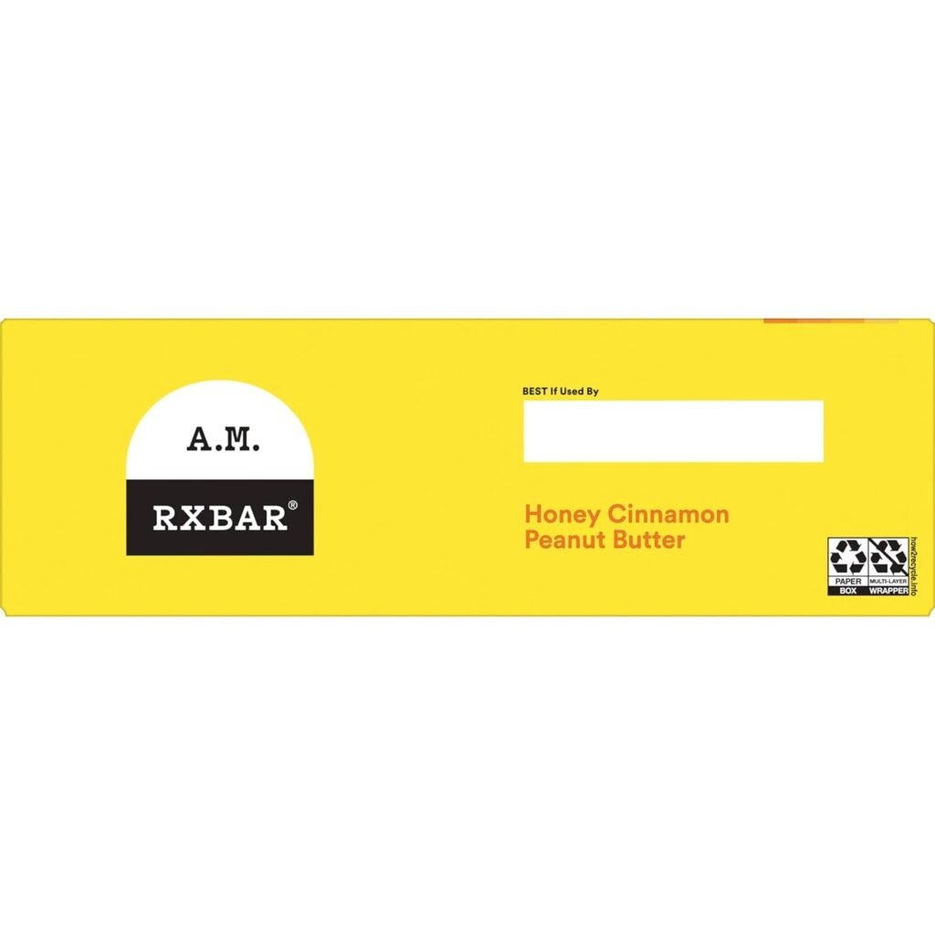 RXBAR A.M. Protein Bars, Protein Snack, Breakfast Bars, Honey Cinnamon Peanut Butter, 23.2oz Box (12 Bars)