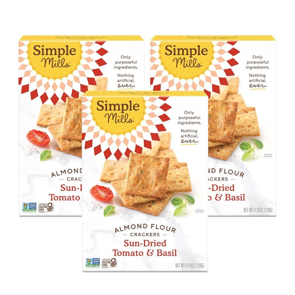 Simple Mills Almond Flour Crackers, Fine Ground Sea Salt Snack Packs - Gluten Free, Vegan, Healthy Snacks, 4.9 Ounce (Pack of 1)