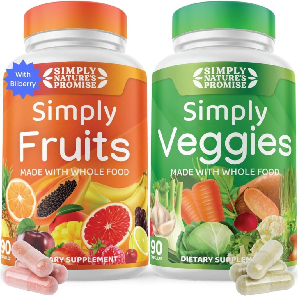 Simply Natures Promise - Packed with Over 40 Different Fruits  Vegetables - Made with Whole Food Superfoods - Bilberry Extract – 100% Soy Free - 90 Count (Pack of 2)