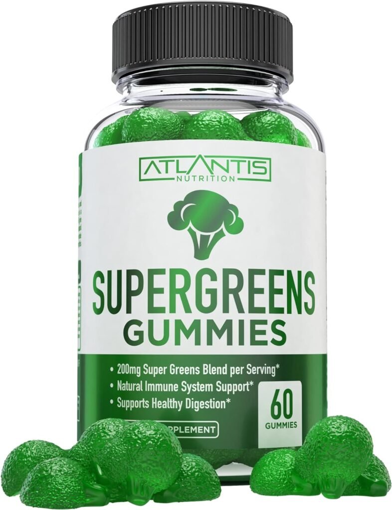 Supergreens Gummies - Daily Green Superfoods Supplement with Spinach, Broccoli, Moringa, Beet Root, Celery, Green Tea,  Acai for Immunity Support - Natural Raspberry Flavor, 60 Supergreen Gummies : Health  Household