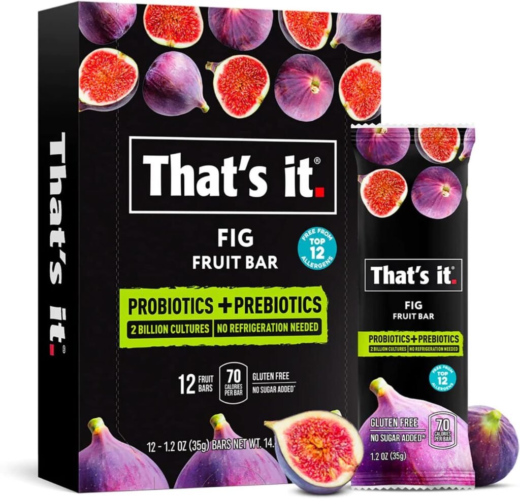 That’s it. Fig Probiotic Fruit Bar - Immunity Booster  Support Active Cultures to Promote Healthy Gut  Digestion 100% All Natural, Whole 30 Compliant, Paleo, Allergen Friendly (12 Count)