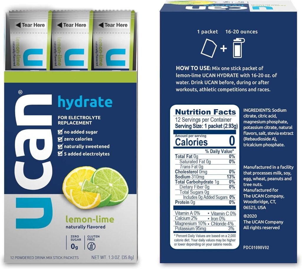 UCAN Lemon Lime, Berry,  Watermelon Hydrate Stick Pack Bundle - Great for Running, Training, Fitness, Cycling, Crossfit  More | Sugar-Free, Vegan,  Keto Friendly Energy Supplement