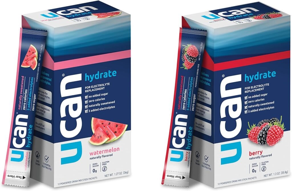 UCAN Watermelon  Berry Hydrate Stick Pack Bundle - Great for Running, Training, Fitness, Cycling, Crossfit  More | Sugar-Free, Vegan,  Keto Friendly Energy Supplement