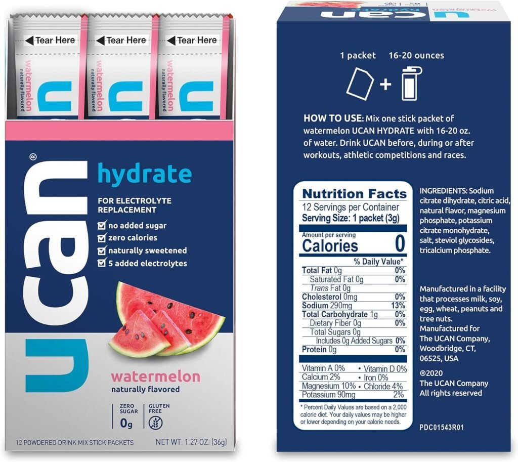 UCAN Watermelon  Berry Hydrate Stick Pack Bundle - Great for Running, Training, Fitness, Cycling, Crossfit  More | Sugar-Free, Vegan,  Keto Friendly Energy Supplement