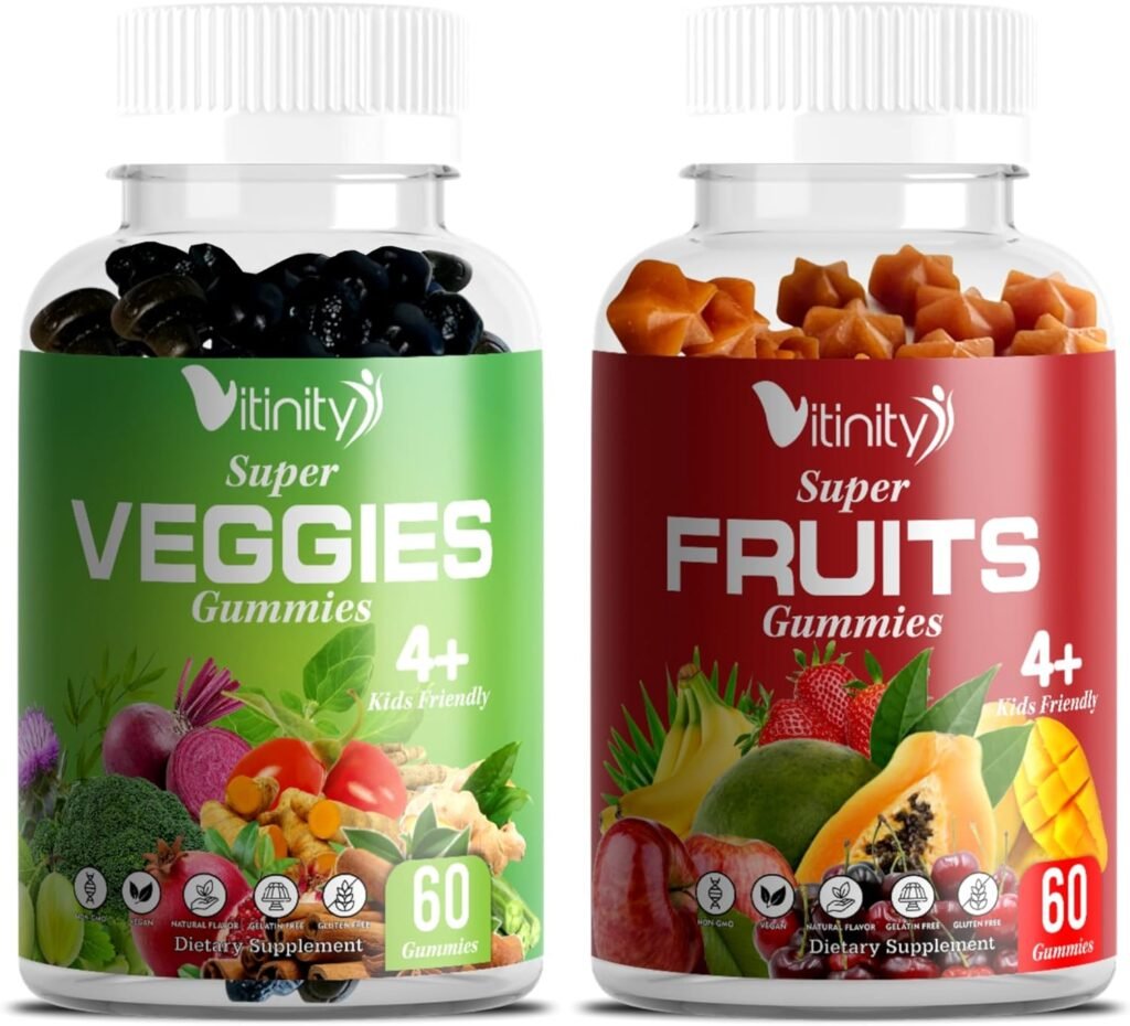 VITINITY Fruits and Veggies Gummies - Superfood Vegetable Vitamin Supplement for Women and Men - with a Blend of Fruit and Greens for Daily Health