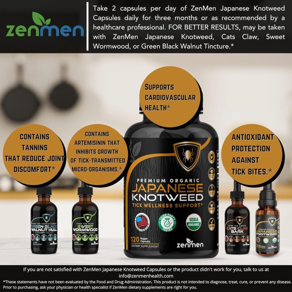 Zenmen Japanese Knotweed and Green Black Walnut Organic Tincture Bundle - Tick Strength Helper and Immune Support